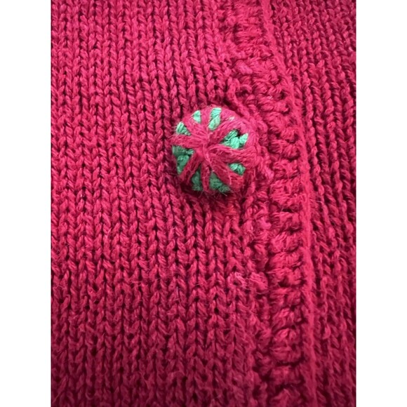 Vintage Milano Christmas Sweater Women L Red Holiday Cardigan Snowman Reindeer - Picture 6 of 14